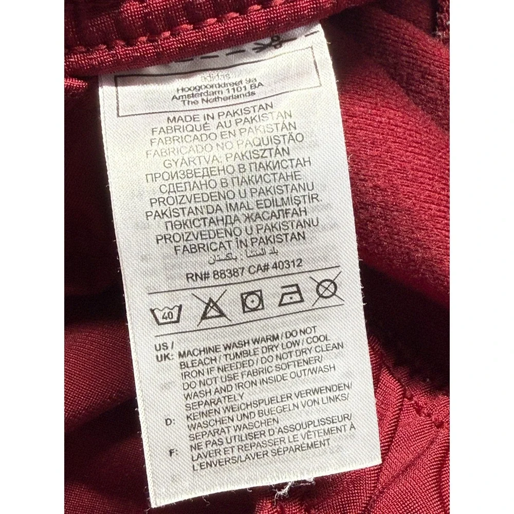 Adidas Tricot Slim Track Pants Womens‎ Medium Red White 3 Stripes Logo Workout